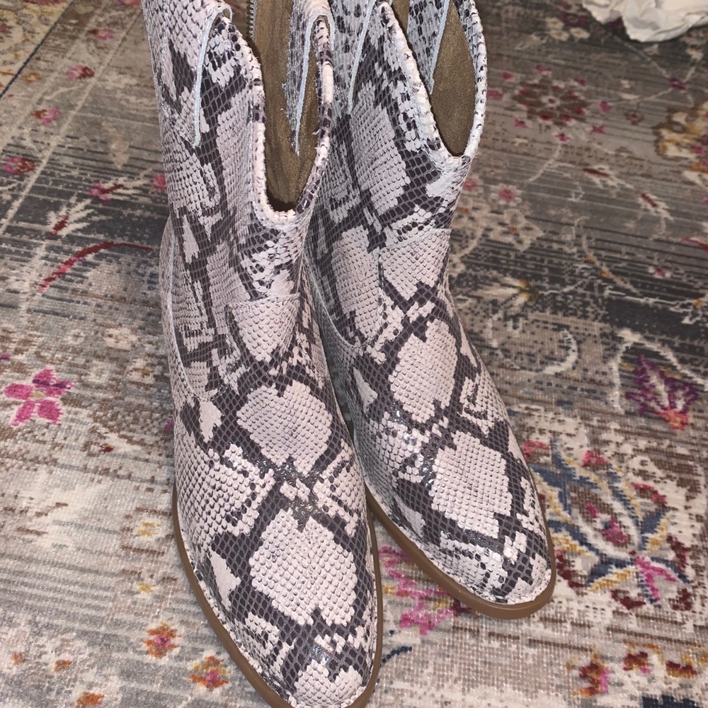 Born Snakeskin Low-to-Mid Calf Booties